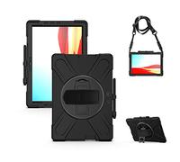 RLTech Étui Antichoc pour Surface Pro X, 360 Rotation 3 Couches Hybride Résistant aux Chocs avec Support Fonction et Bandoulière pour Surface Pro X, Noir