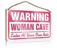 RLVH Décoration de porte de ferme avec inscription « Warning Woman Cave Enter At Your Own Risk » - Cadeau pour le travail et les amis - Panneau d'extérieur pour porche (23 x 35 cm)