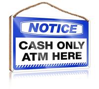 RLVH Grand panneau en bois avec inscription « Cash Only Atm Here » - Cadeau pour femme patron - Panneau amusant pour salle de bain (23 x 35 cm)