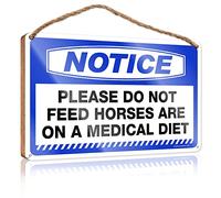 RLVH Panneau de porte d'entrée humoristique en bois avec inscription « Please Do Not Feed Horses Are On A Medical Diet » - Décoration d'intérieur ou de patio - 20 x 30 cm