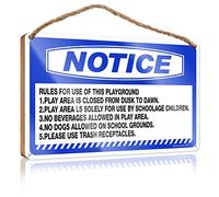 RLVH Panneau en bois à suspendre avec inscription « Diy Notice Rules For Use Of This Playground Play Aea Is Closed From Dusk To Dawn » - Décoration de salle de bain amusante - Décoration de porche