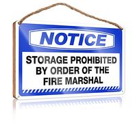 RLVH Panneau en bois amusant avec inscription « Notice Storage Interdit By Order Of The Fire Marshal » - Cadeau pour maris - Pour la maison - 23 x 35 cm