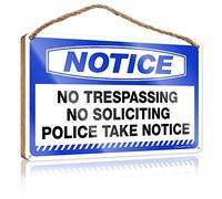 RLVH Panneau en bois « Little Man Cave » avec inscription « Notice No Trespassing No Soliciting Police Take » - Cadeau amusant pour le jardin et la salle de bain - 15 x 28 cm