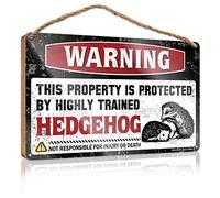 RLVH Panneau en bois « Little Man Cave » avec inscription « Warning This Property Is Protected By A Highly Trained Hedgehog » - Décoration de maison - Décoration de Noël pour la maison (15 x 28 cm)