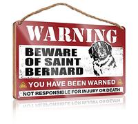 RLVH Panneau en bois « Little Man Cave » « Beware of Saint Bernard » - Cadeau de jardin amusant à suspendre pour salle de bain (23 x 35 cm)
