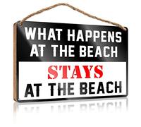 RLVH Panneau en bois « Little Man Cave What Happens At The Beach Stays At The » - Décoration de maison - Panneau de Noël pour la maison (15 x 28 cm)