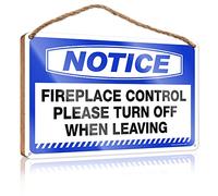 RLVH Panneau en bois « Our Home » pour décoration de salle de bain avec inscription « Fireplace Control Please Turn Off When Leaving » (20 x 30 cm)