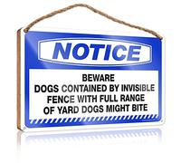 RLVH Panneau en bois pour porte d'entrée avec inscription « Beware of Dog » - Décoration amusante pour salle de bain (23 x 35 cm)