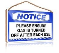 RLVH Panneau mural en bois avec inscription « Please ensure Gas Is Turned Off After Each Use » (23 x 35 cm)