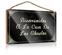 RLVH Panneaux à suspendre pour décoration d'intérieur Bienvenidos A La Casa De Los Abuelos - Panneau de Noël en bois pour décoration d'intérieur (23 x 35 cm)