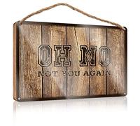 RLVH Plaque en bois à suspendre « Oh No Not You Again » - Panneau de Noël pour décoration d'intérieur et de piscine (20 x 30 cm)