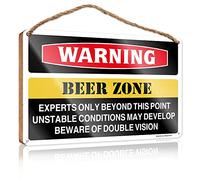 RLVH Plaque en bois à suspendre - Panneau d'avertissement de zone de bière - Panneau de Noël pour décoration d'intérieur et piscine (20 x 30 cm)