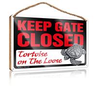 RLVH Plaque murale à suspendre avec inscription « Please Close The Gate Tortoise On The Loose » - Cadeau pour le travail, les amis, le bar - 23 x 35 cm
