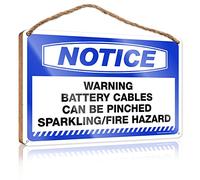 RLVH Plaque murale à suspendre - Avis d'avertissement - Les câbles de batterie peuvent être pincés - Cadeau pour le travail, les amis, le bar - Pour homme (23 x 35 cm)