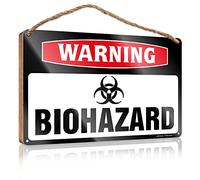 RLVH Plaque murale en bois à suspendre - Avertissement - Biohazard - Cadeau pour le travail, les amis, le bar - Pour homme (23 x 35 cm)