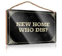 RLVH Plaque murale en bois « New Home Who Dis » - Cadeau pour le travail, les amis, le bar - 15 x 28 cm