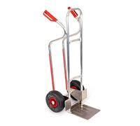 RLW Diable professionnel en aluminium 200 200 kg - Pelle 280 x 280 mm - Fabriqué en UE - Pas d'importation d'Asie ! (roues au choix) (roue à air/jante en PVC/palier lisse)