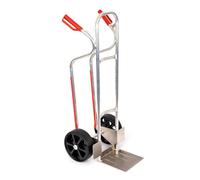 RLW Diable professionnel en aluminium Alu200 200 kg Pelle 280 x 280 mm Fabriqué en UE Pas d'importation d'Asie (roue en caoutchouc thermoplastique noir/jante à rayons en PVC noir/roulement à roulettes