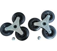 RLW-Gerätevertrieb Étoiles de roue pour chariot d'escalier, caoutchouc plein 160 x 40 mm, noir, 3 roues avec roulement coulissant et roulement à rouleaux, boîtier en tôle d'acier galvanisé, capacité