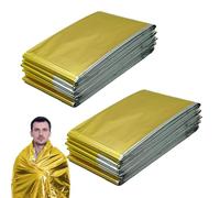 RLXMARTD Lot de 2 couvertures de survie en aluminium pour marathon, extérieur, randonnée, survie ou premiers secours (210 x 160 cm)