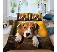 RLYXGS Beagle Housse de Couette 240x260 Adulte Chien De Compagnie 3D Parure de lit 2 Personnes avec Fermeture Éclair avec 2 Taie d'oreiller 50X75cm Ensemble de literie 3 pièces D250