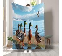 RLYXGS Canard Couverture Plaid Polaire Eau du Lac Animaux Impression Flanelle Jeté de Canapé Douce Microfibre Couverture de Lit Convient Garçon Fille Chaude Hiver 1 Personne 100x130cm 1R450