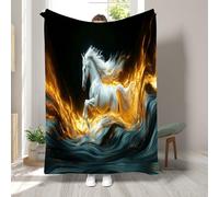 RLYXGS Cheval Flanelle Couverture Polaire 3D Cool Animal Impression Plaid Jeté de Canapé Fluffy Chaude Microfibre Couverture de literie 1 Personne Garçon Fille 130x150cm 1R226