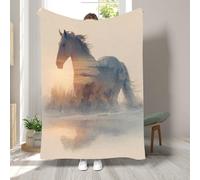RLYXGS Cheval Flanelle Couverture Polaire 3D Résumé Animaux Impression Plaid Jeté de Canapé Fluffy Chaude Microfibre Couverture de literie 1 Personne Garçon Fille 130x150cm 1R433