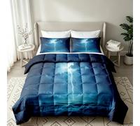 RLYXGS Couette 200x200 éclair Nuages D'orage, Duvet 2 Personnes Légère Été