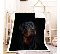 RLYXGS Couverture Polaire Epaisse Hiver Rottweiler pour Adultes 3D Chien De Compagnie Plaid Canape Chaud Doux en Flanelle Jeté de Canapé pour Couvre lit 2 Personnes pour Enfant Ado 150x200cm