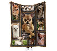 RLYXGS Couvertures Chihuahua 3D Plaid Couvertures Animaux Chiens Moelleuse Couverture Epaisse Jeté De Canapé Flanelle Couverture bébé,Bureau Sieste Couverture Chaise 130x150 B74