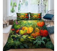 RLYXGS Feuilles De Palmier Housse de Couette 220x240 Adulte Enfant été Jungle 3D Parure de lit 2 Personnes avec Fermeture Éclair avec 2 Taie d'oreiller 50X75 Polyester Ensemble de literie 3 pièces