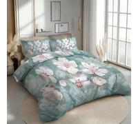 RLYXGS Fleurs Housse de Couette 200x200 Adultes Aquarelle Pastorale Parure de lit Réversible 2 Personnes 3D Microfibre Literie 3 pièces avec Fermeture Éclair et 2 Taies d'oreiller 65x65 3R841