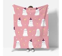 RLYXGS Halloween Flanelle Couverture Polaire 3D Fantôme Rose Impression Plaid Jeté de Canapé Fluffy Chaude Microfibre Couverture de literie 1 Personne Enfant Ado 100x130cm A186