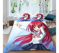 RLYXGS Housse de Couette 140x200 Anime Fille Garcon Parure de lit 1 Personne Imprimé en 3D Anime japonMicrofibre 3 pièces avec Fermeture à GlissièRe CachéE et 2 Taies d'oreillers50x75cm