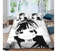 RLYXGS Housse de Couette 140x200 Anime Japon Ado Fille Parure de lit 1 Personne Imprimé en 3D Anime japonMicrofibre 3 pièces avec Fermeture à GlissièRe CachéE et 2 Taies d'oreillers50x75cm