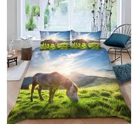 RLYXGS Housse de Couette 140x200 Enfant Cheval Parure de lit 1 Personne Fille Garçon Microfibre 3D Animal Ensemble de literie 3 pièces avec Fermeture Éclair et 2 Taies d'oreillers