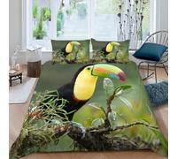 RLYXGS Housse de Couette 140x200 Enfant Toucan Parure de lit 1 Personne Fille Garçon Microfibre 3D Animal Ensemble de literie 3 pièces avec Fermeture Éclair et 2 Taies d'oreillers