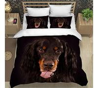 RLYXGS Housse de Couette 140x200 Fille Gordon Setter Parure de lit 1 personneen Douce Microfibre 3D Chien Animal Ensemble de literie avec Fermeture Éclair 3 pièces+2 Taies d'oreillers