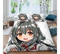 RLYXGS Housse de Couette 140x200 Mangas Fille Garcon Parure de lit 1 Personne Imprimé en 3D Anime Japonais Microfibre 3 pièces avec Fermeture à GlissièRe CachéE et 2 Taies d'oreillers50x75cm