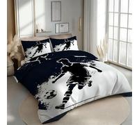 RLYXGS Housse de Couette 140x200 Réversible Football Parure de Lit 1 Personne Sports Graffiti 3D Douce Microfibre 3 Pièces avec Fermeture Éclair et 2 Taies d'oreillers 65x65 pour Enfant 1R60