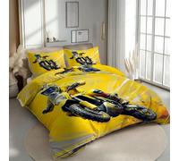 RLYXGS Housse de Couette 140x200 Réversible Moto Parure de Lit 1 Personne Courses Sports 3D Douce Microfibre 3 Pièces avec Fermeture Éclair et 2 Taies d'oreillers 65x65 pour Enfant 1R108