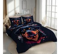 RLYXGS Housse de Couette 140x200 Réversible Rottweiler Parure de Lit 1 Personne Animaux Graffitis 3D Douce Microfibre 3 Pièces avec Fermeture Éclair et 2 Taies d'oreillers 65x65 pour Enfant 1R176