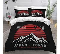 RLYXGS Housse De Couette 140x200cm Enfant Ado Japon Parure de lit 3D Tokyo Ensemble de Literie 1 Personnes avec Fermeture Éclair Et 2 Taies D'Oreill 3 pièces pour Garçon Fille Adulte