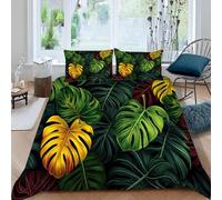 RLYXGS Housse de Couette 220x240 Adulte Feuilles De Palmier Parure de lit 2 Personnes en Microfibre 3D Imprimé été Jungle Ensemble de literie 3 pièces avec Fermeture Éclair et 2 Taies d'oreillers
