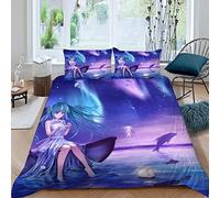 RLYXGS Housse de Couette 220x240 Mangas Enfants Ado Parure de lit 2 Personne Imprimé en 3D Anime Mangas Japonais Microfibre 3 pièces avec Fermeture à GlissièRe CachéE et 2 Taies d'oreillers50x75cm
