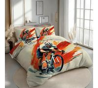 RLYXGS Housse de Couette 220x240 Réversible Cyclistes Parure de Lit 2 Personnes Vélo 3D Douce Microfibre 3 Pièces avec Fermeture Éclair et 2 Taies d'oreillers 65x65 pour Adultes 1R94