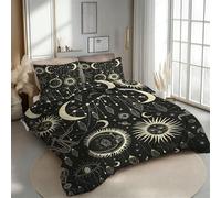 RLYXGS Housse de Couette 220x240 Réversible Soleil Lune Parure de Lit 2 Personnes Mystère Magie 3D Douce Microfibre 3 Pièces avec Fermeture Éclair et 2 Taies d'oreillers 65x65 pour Adultes 1R78