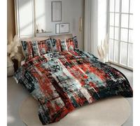 RLYXGS Housse de Couette 240x260 Réversible Abstrait Parure de Lit 2 Personnes Moderne Rouge Noir 3D Douce Microfibre 3 Pièces avec Fermeture Éclair et 2 Taies d'oreillers 65x65 pour Adultes 1R35