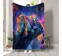 RLYXGS Léopard Couverture Plaid Polaire Animaux Colorés Impression Flanelle Jeté de Canapé Douce Microfibre Couverture de Lit Convient Garçon Fille Chaude Hiver 1 Personne 100x130cm 1R159